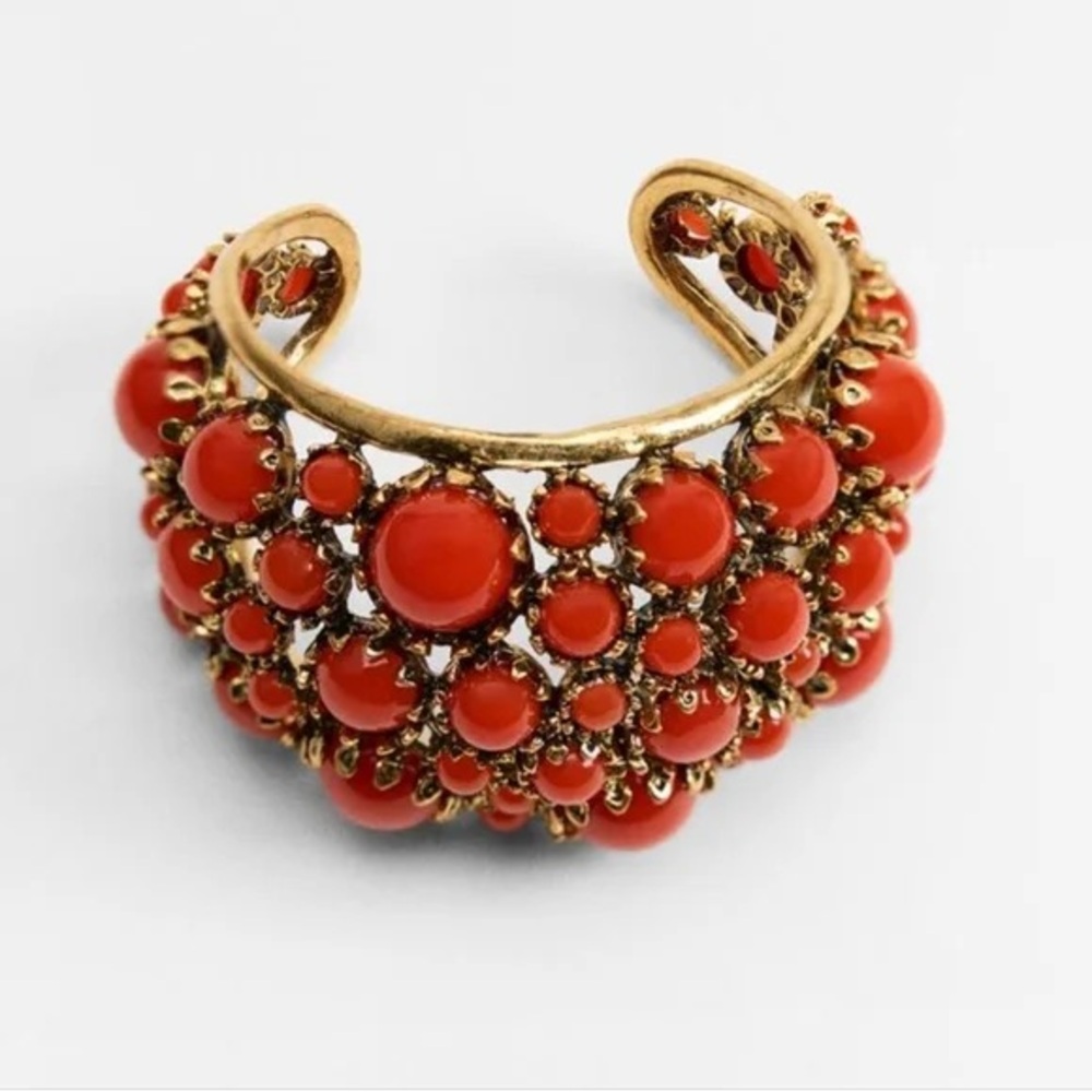 NWT. Zara Red Rigid Metal Bracelet.